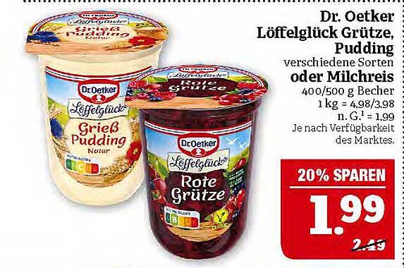 Dr. Oetker Löffelglück Grütze, Pudding