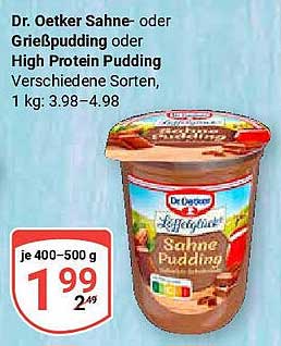 Dr. Oetker Sahne- oder Grießpudding oder High Protein Pudding