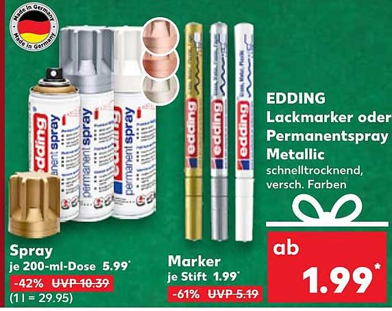 EDDING Lackmarker oder Permanentspray Metallic