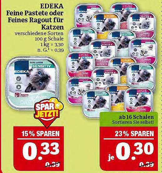 EDEKA Feine Pastete oder Feines Ragout für Katzen