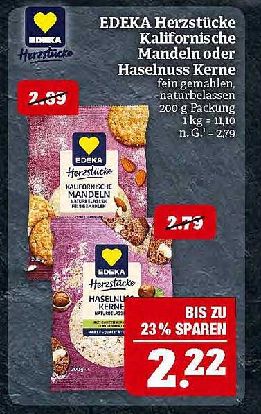 EDEKA Herzstücke Kalifornische Mandeln oder Haselnuss Kerne