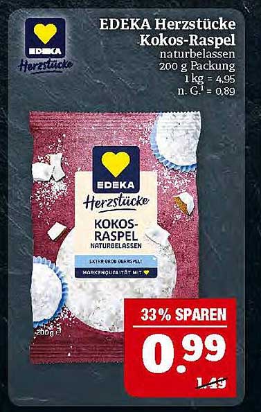 EDEKA Herzstücke Kokos-Raspel naturalbelassen