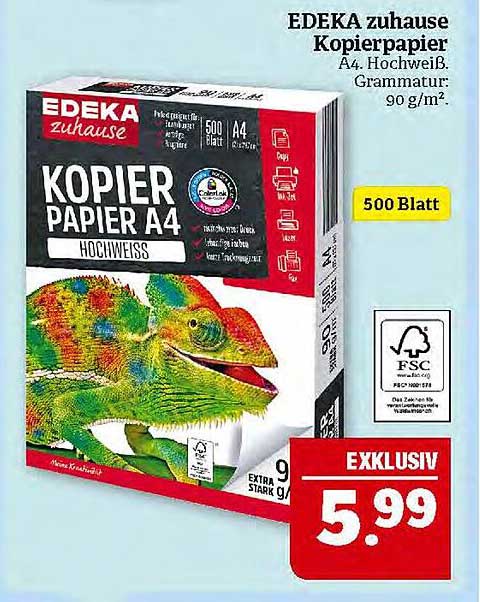 EDEKA zuhause Kopierpapier A4 Hochweiß