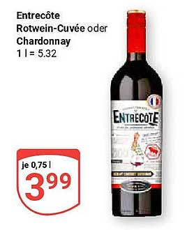 Entrecôte Rotwein-Cuvée oder Chardonnay