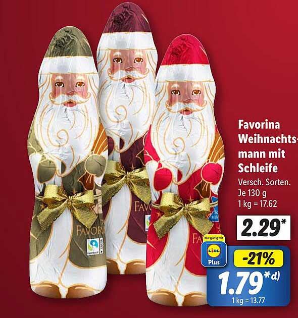 Favorina Weihnachtsmann mit Schleife