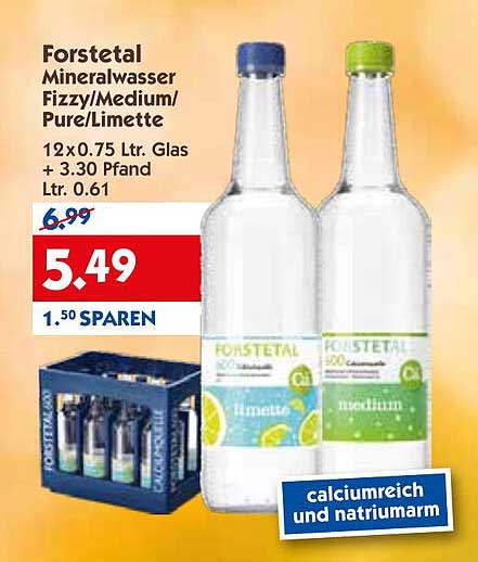 Forstetal Mineralwasser Fizzy/Medium/Pure/Limette