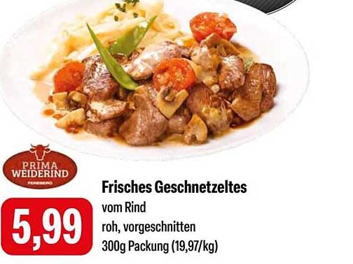 Frisches Geschnetzeltes vom Rind