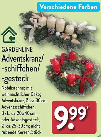 GARDENLINE Adventskranz/-schiffchen/-gesteck