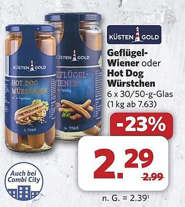 Geflügel-Wiener oder Hot Dog Würstchen