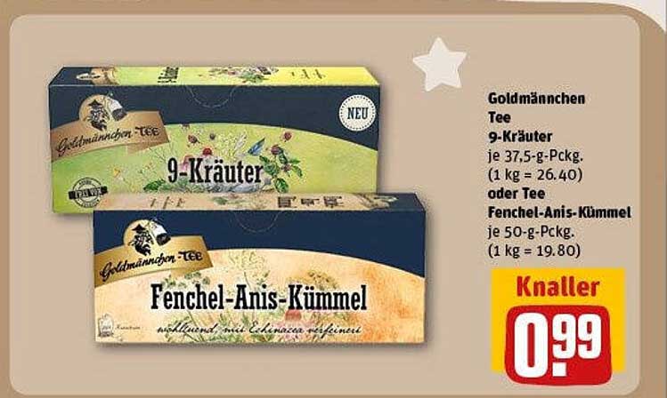 Goldmännchen Tee 9-Kräuter oder Tee Fenchel-Anis-Kümmel