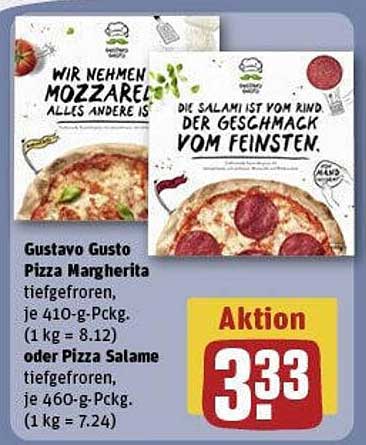 Gustavo Gusto Pizza Margherita oder Pizza Salame