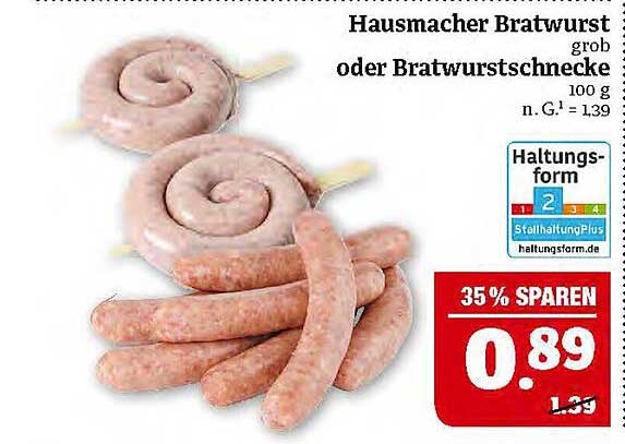 Hausmacher Bratwurst oder Bratwurstschnecke