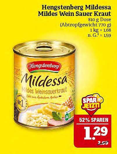 Hengstenberg Mildessa Mildes Weinsauerkraut