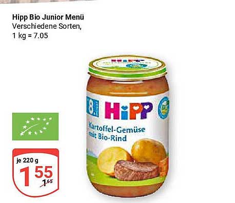 Hipp Bio Junior Menü Kartoffel-Gemüse mit Bio-Rind