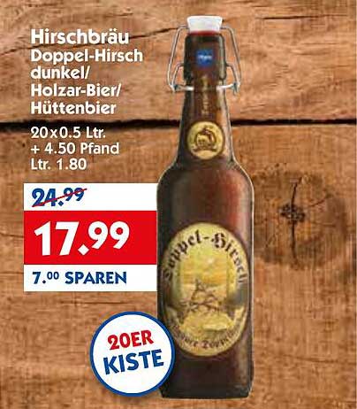 Hirschbräu Doppel-Hirsch dunkel/ Holzar-Bier/ Hüttenbier