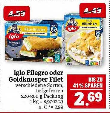 iglo Filegro oder Goldknusper Filet