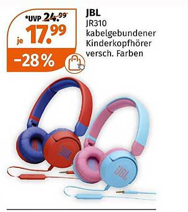 JBL JR310 kabelgebundener Kinderkopfhörer versch. Farben