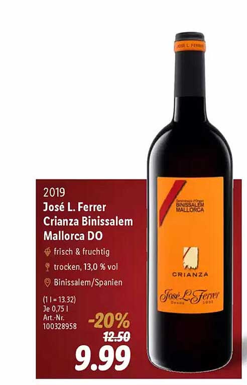 José L. Ferrer Crianza Binissalem Mallorca DO