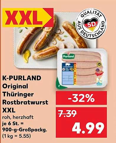 K-PURLAND Original Thüringer Rostbratwurst XXL