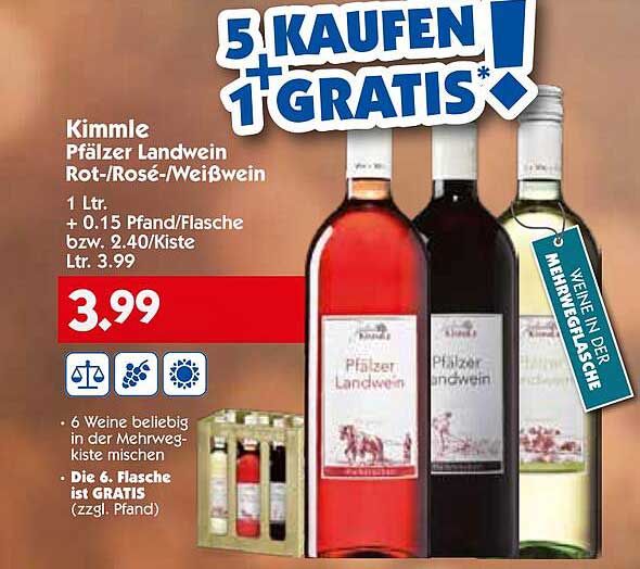 Kimmle Pfälzer Landwein Rot-/Rosé-/Weißwein