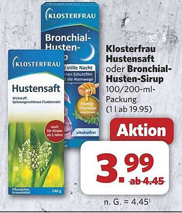 Klosterfrau Hustensaft oder Bronchial-Husten-Sirup