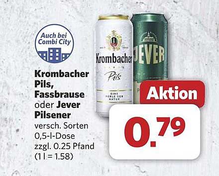 Krombacher Pils, Fassbrause oder Jever Pilsener