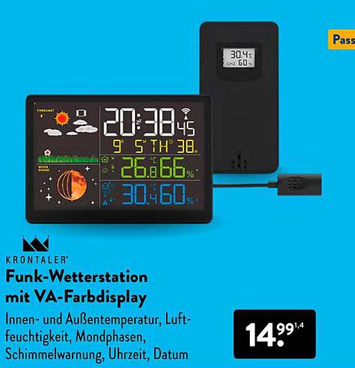 Krontaler Funk-Wetterstation mit VA-Farbdisplay