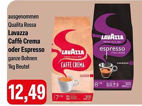 Lavazza Caffè Crema oder Espresso ganze Bohnen 1kg Beutel