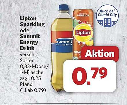 Lipton Sparkling oder Summit Energy Drink