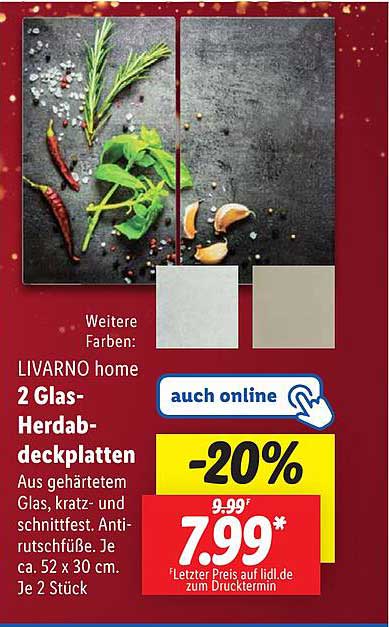 LIVARNO home 2 Glas-Herdabdeckplatten