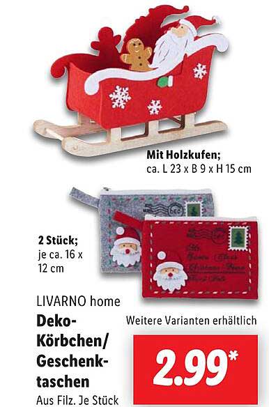 LIVARNO home Deko-Körbchen/Geschenktaschen