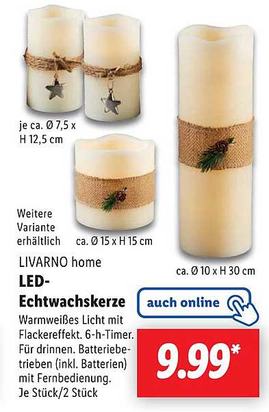 LIVARNO home LED-Echtwachskerze