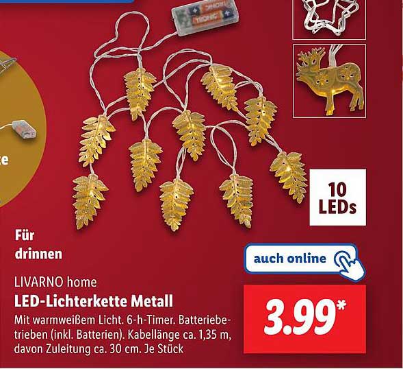 LIVARNO home LED-Lichterkette Metall