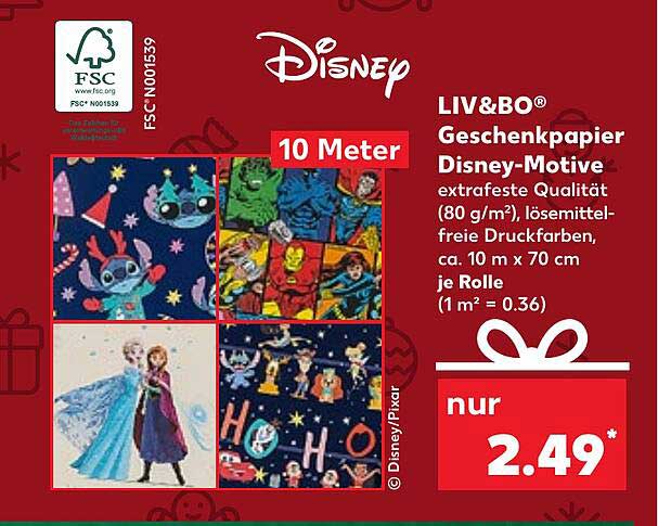 LIV&BO® Geschenkpapier Disney-Motive