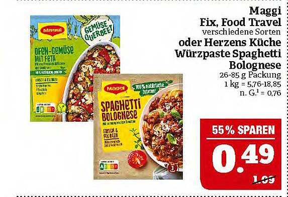 Maggi Fix, Food Travel oder Herzens Küche Würzpaste Spaghetti Bolognese