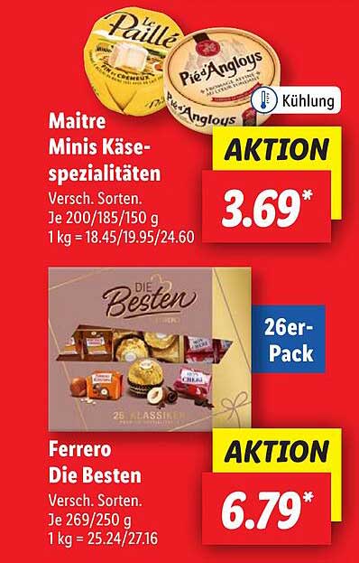 Maitre Minis Käse-spezialitäten  
Ferrero Die Besten