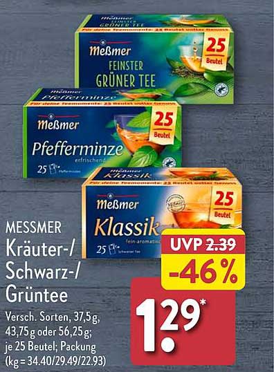 MESSMER Kräuter-/Schwarz-/Grünttee