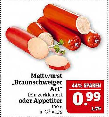 Mettwurst „Braunschweiger Art“ oder Appetiter