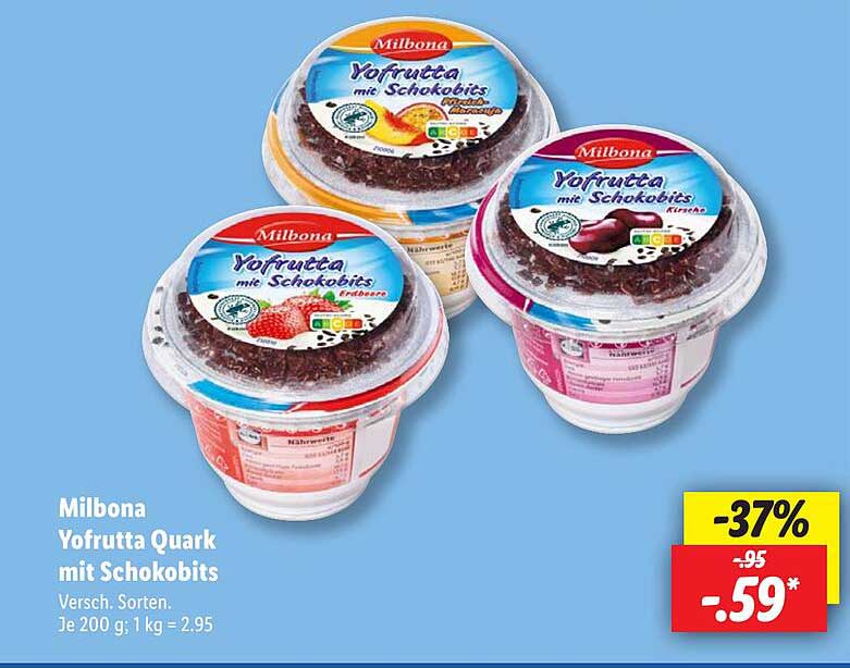 Milbona Yofrutta Quark mit Schokobits