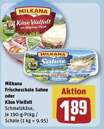 Milkana Käse Vielfalt oder Sahne