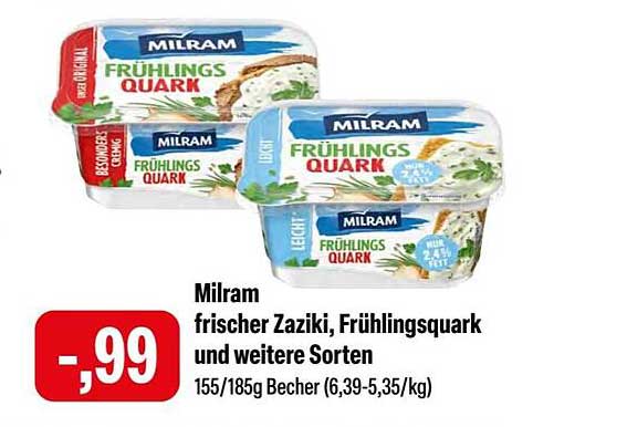 Milram frischer Zaziki, Frühlingsquark und weitere Sorten