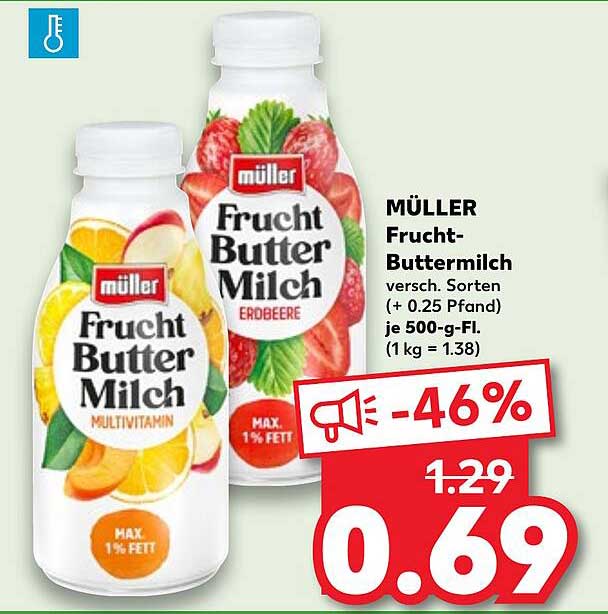 MÜLLER Frucht-Buttermilch Erdbeere