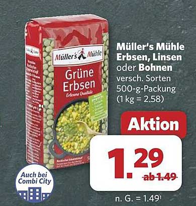 Müller's Mühle Erbsen, Linsen oder Bohnen