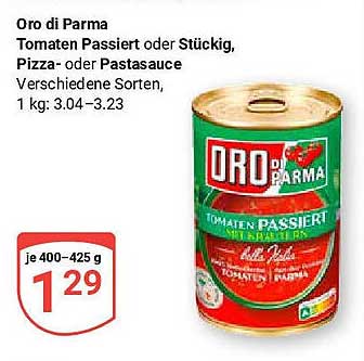 Oro di Parma Tomaten Passiert oder Stückig