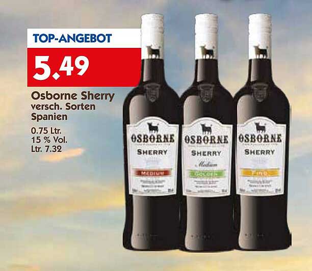 Osborne Sherry verschw. Sorten Spanien