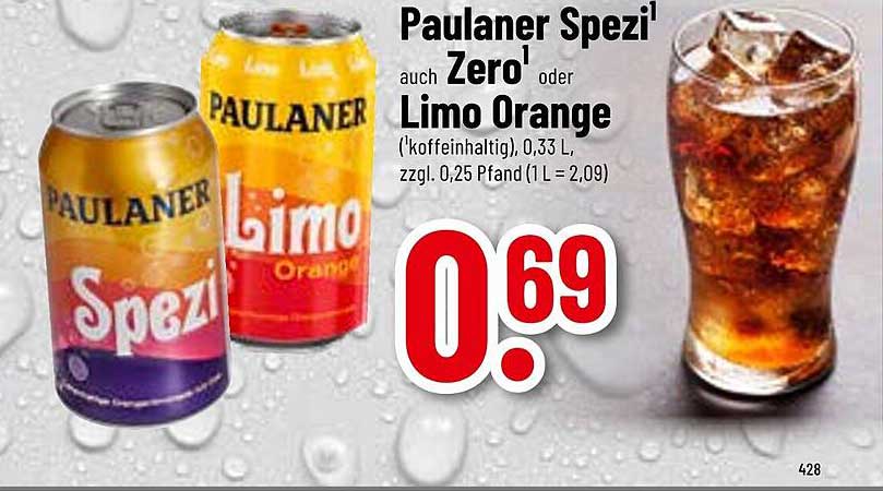 Paulaner Spezi auch Zero oder Limo Orange