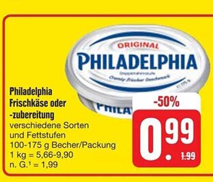 Philadelphia Frischkäse oder -zubereitung