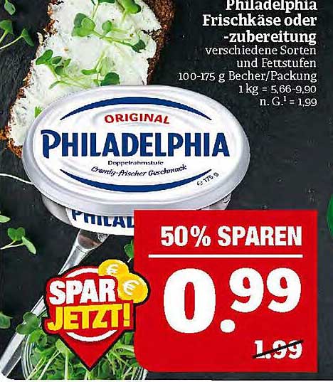 Philadelphia Frischkäse oder -zubereitung