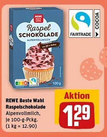 REWE Beste Wahl Raspelschokolade Alpenvollmilch