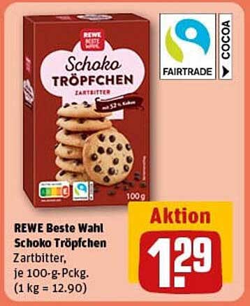 REWE Beste Wahl Schoko Tröpfchen Zartbitter